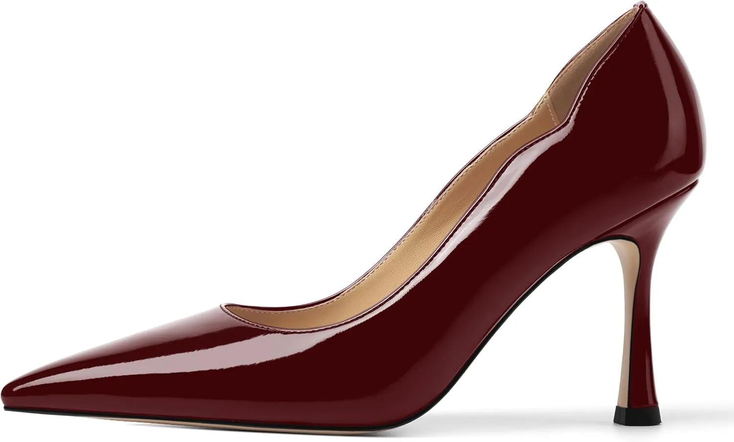 Womens Slip On Wedding Dress Pointed Toe Patent Stiletto High Heel Pumps Shoes 3.3 Inch
