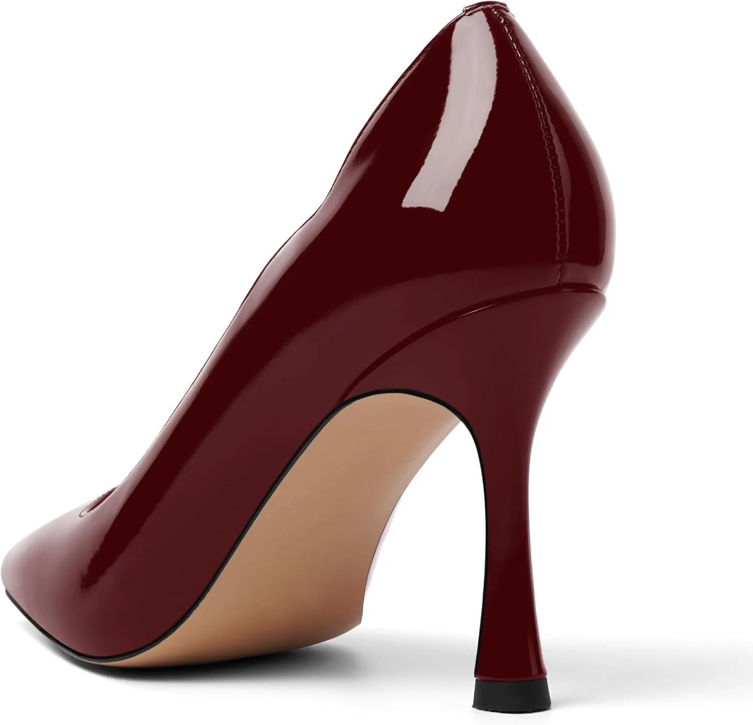 Womens Slip On Wedding Dress Pointed Toe Patent Stiletto High Heel Pumps Shoes 3.3 Inch