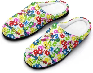 Womens Slippers Comfy Bedroom Slip-On Shoes Men's Halloween Slippers Warm Cotton House Slippers Memory Foam Slippers