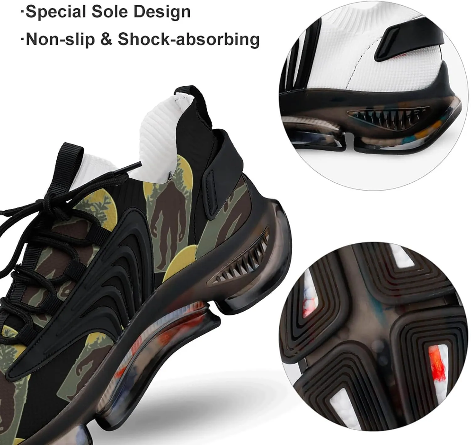 Woodsy Bigfoot Running Shoes Low Top Basketball Shoes for Men Tennis Sport Fitness Cross Trainers Walking Casual Hiking