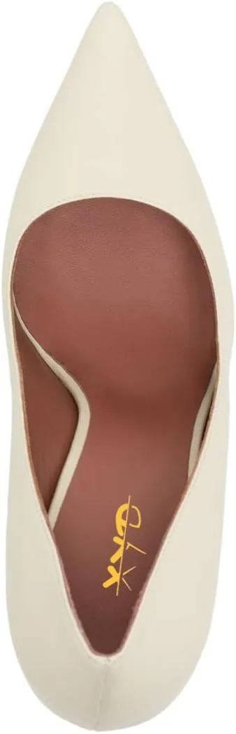 XYD Women Metal Circular High Heel Closed Pointed Toe Pumps Slip-on Office Formal Party Chic Shoes