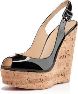 XYD Women Peep Toe Wedge Sandals Platform High Heel Bohemia Resort Slip On Slingback Shoes Size