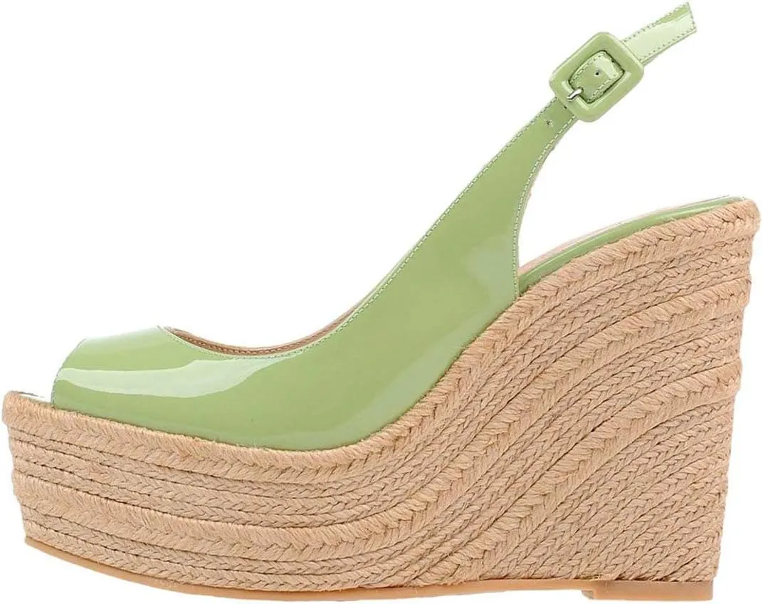 XYD Women Peep Toe Wedge Sandals Platform High Heel Bohemia Resort Slip On Slingback Shoes Size