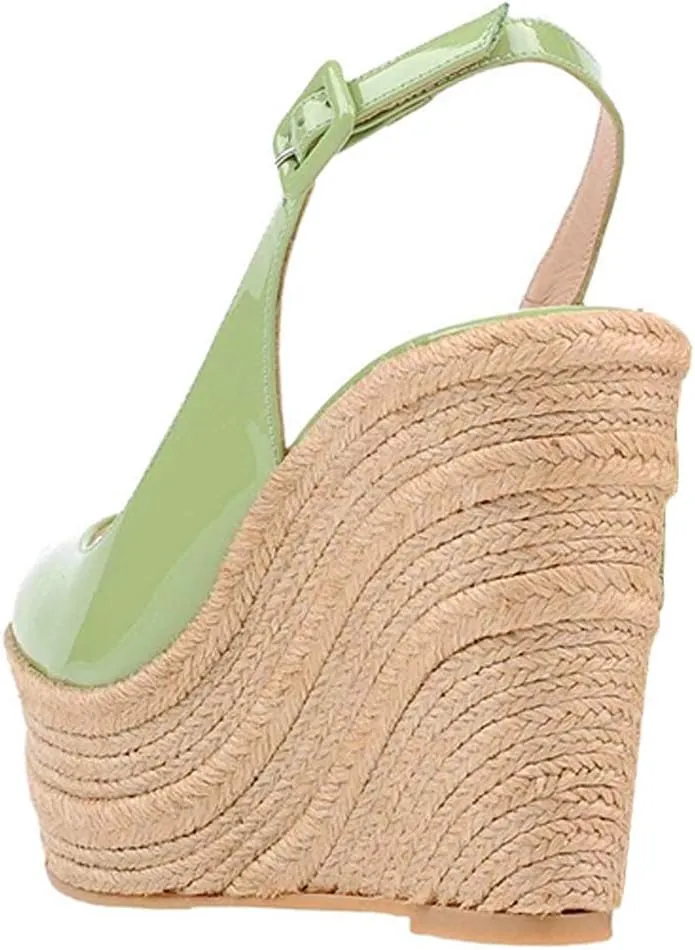 XYD Women Peep Toe Wedge Sandals Platform High Heel Bohemia Resort Slip On Slingback Shoes Size