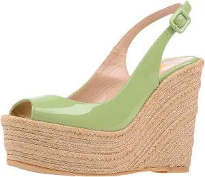 XYD Women Peep Toe Wedge Sandals Platform High Heel Bohemia Resort Slip On Slingback Shoes Size