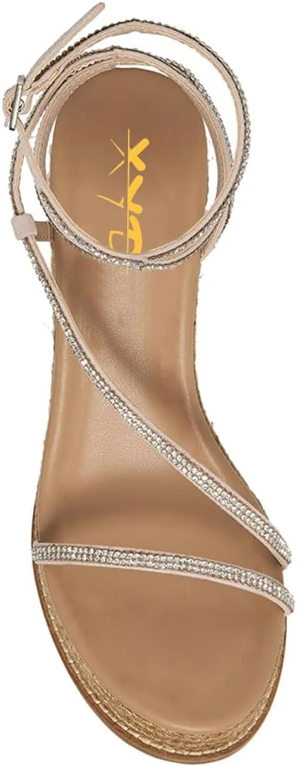 XYD Women's Open Toe Straps Espadrilles Wedge Sandals Ankle Strappy Platform Heel Gladiator Summer Casual Roman Shoes
