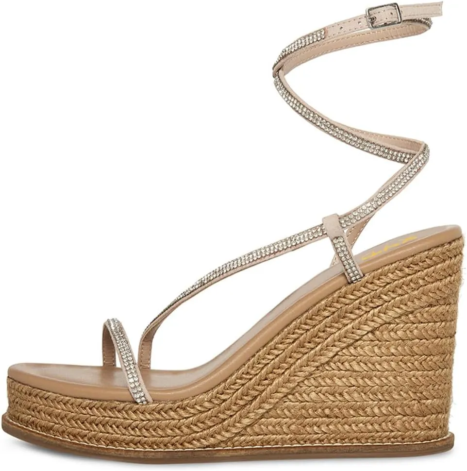XYD Women's Open Toe Straps Espadrilles Wedge Sandals Ankle Strappy Platform Heel Gladiator Summer Casual Roman Shoes