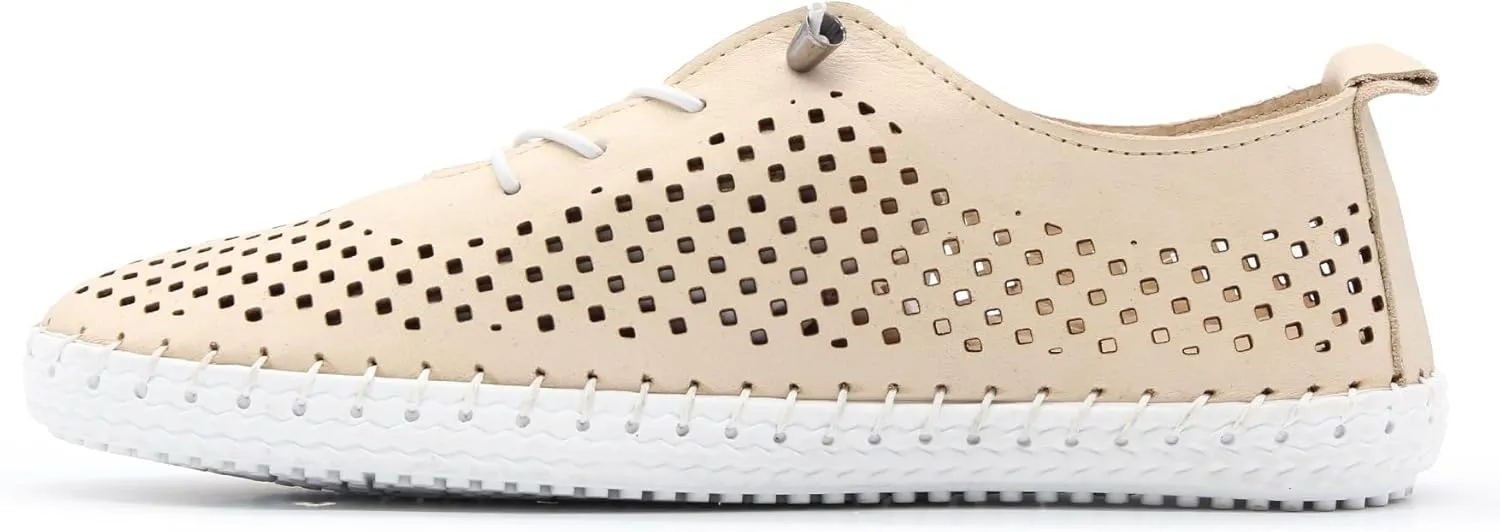 Yalova Women's Elastic Slip-On Shoes – Soft Perforated Leather, Handstitched Summer Shoe | Made in Turkey |