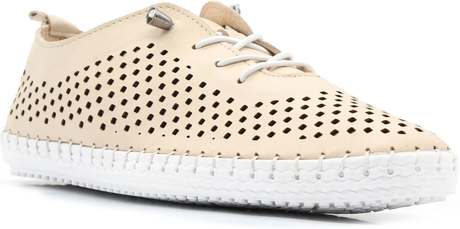 Yalova Women's Elastic Slip-On Shoes – Soft Perforated Leather, Handstitched Summer Shoe | Made in Turkey |
