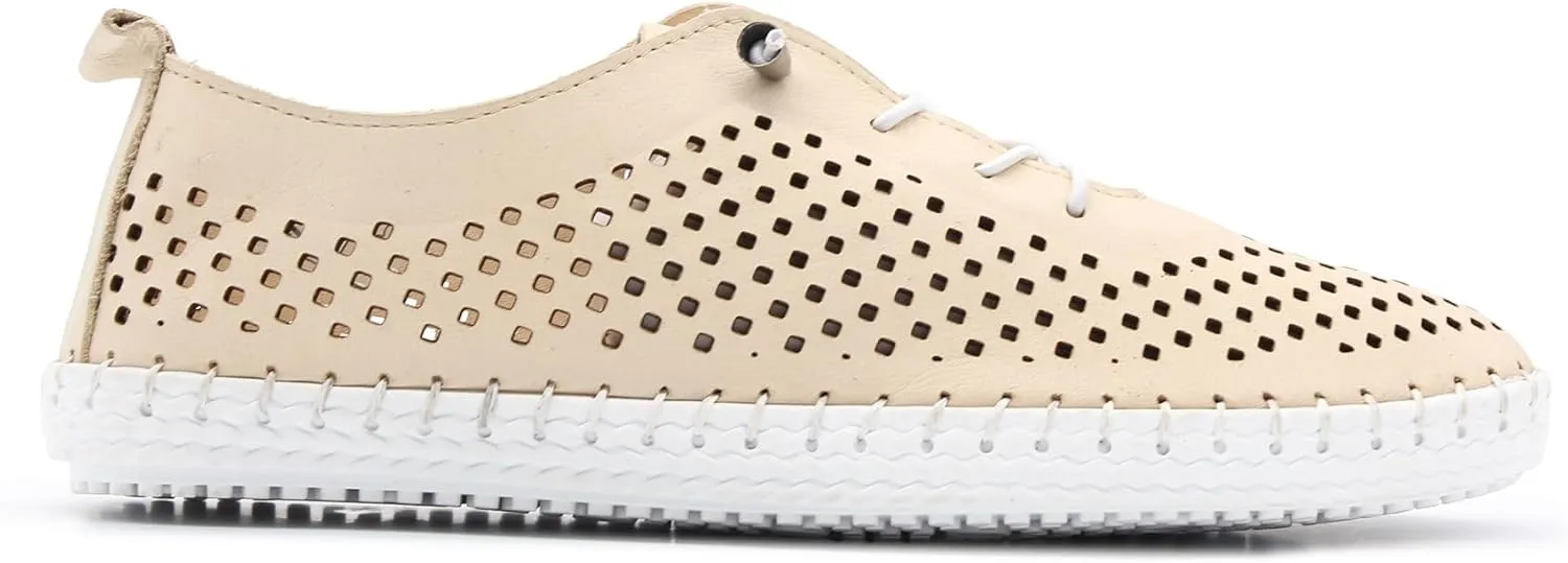 Yalova Women's Elastic Slip-On Shoes – Soft Perforated Leather, Handstitched Summer Shoe | Made in Turkey |