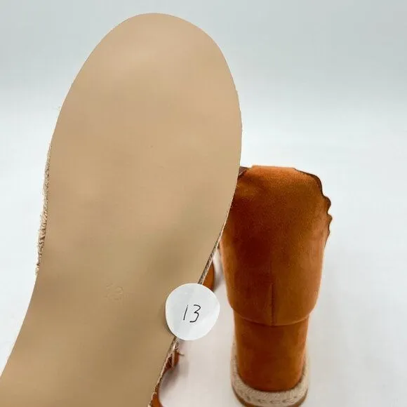 YDN Brown Open Toe Platform Espadrille Sandals Ankle Strap Wedge Heel Wavy Shoes