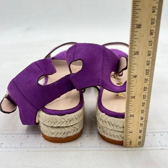 YDN Women Open Toe Ankle Strap Wedge Low Heel Espadrille Sandals Platform Purple