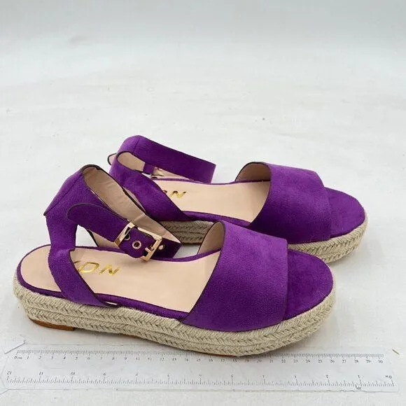 YDN Women Open Toe Ankle Strap Wedge Low Heel Espadrille Sandals Platform Purple