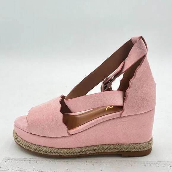 YDN Women Open Toe Platform Espadrille Sandals Ankle Strap Wedge Heel Pumps Wavy