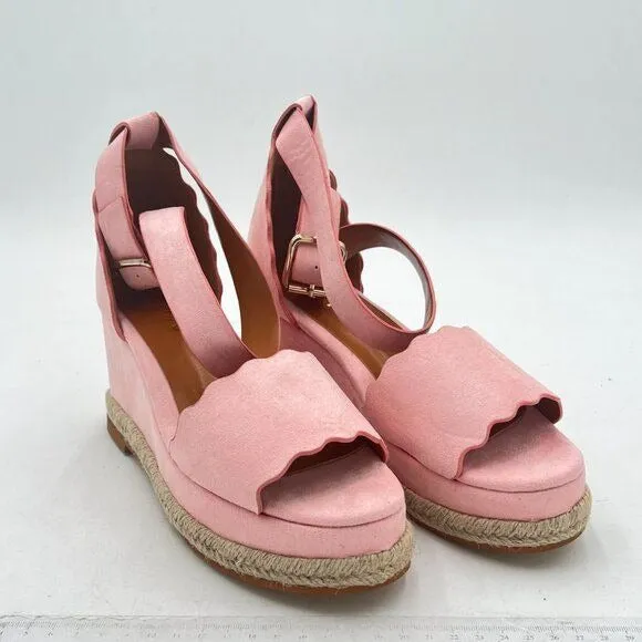 YDN Women Open Toe Platform Espadrille Sandals Ankle Strap Wedge Heel Pumps Wavy