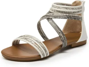 youngshow Women's Sandals Elastic Strappy String Thong Ankle Strap Flip Flops Summer Beach Gladiator Shoes Black