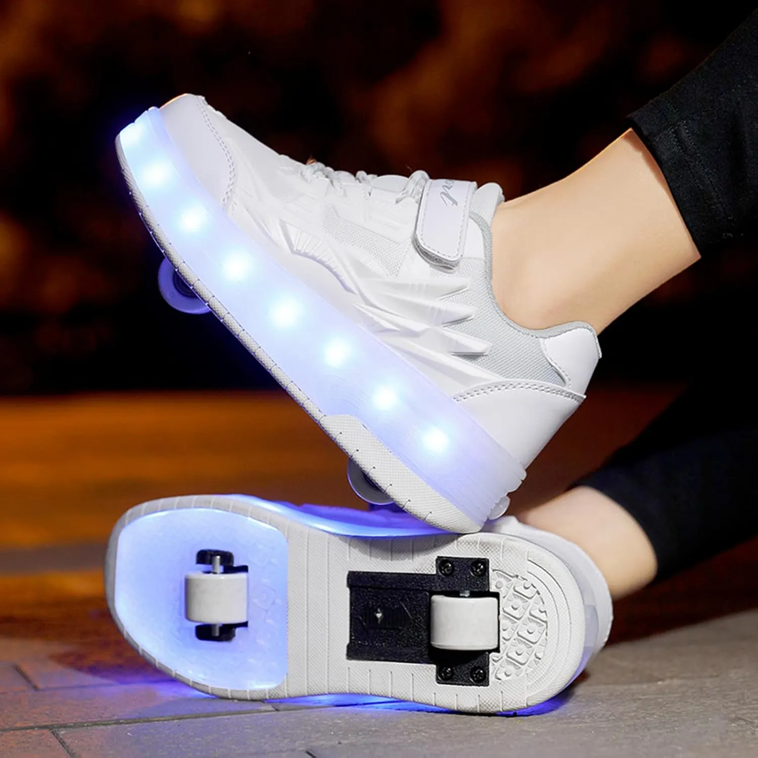 YUNICUS Roller Shoes for Girls Boys Kid Light Up Sneakers with Wheels