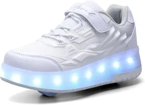 YUNICUS Roller Shoes for Girls Boys Kid Light Up Sneakers with Wheels