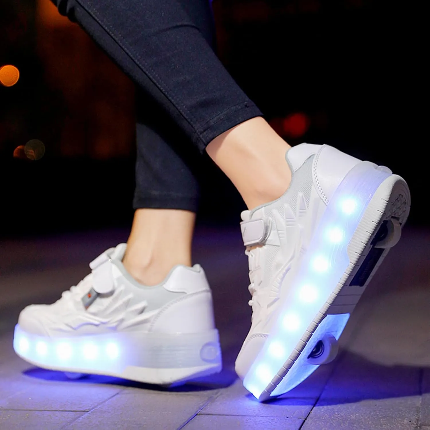 YUNICUS Roller Shoes for Girls Boys Kid Light Up Sneakers with Wheels