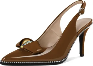 Zamikoo Slingback Heels for Women Pointed Toe Slip On Stilettos High Heel Pumps Shoes Dressy 3 Inches