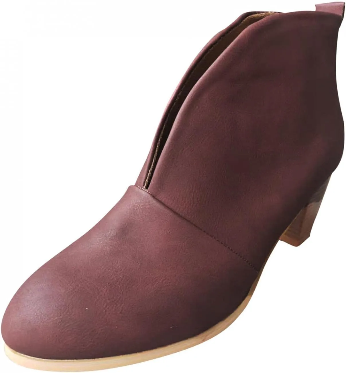 ZBYY Womens Pointed Toe Ankle Boots V Cut Back Zipper Chelsea Booties Slip On Chunky Low Heel Dressy Western Booties