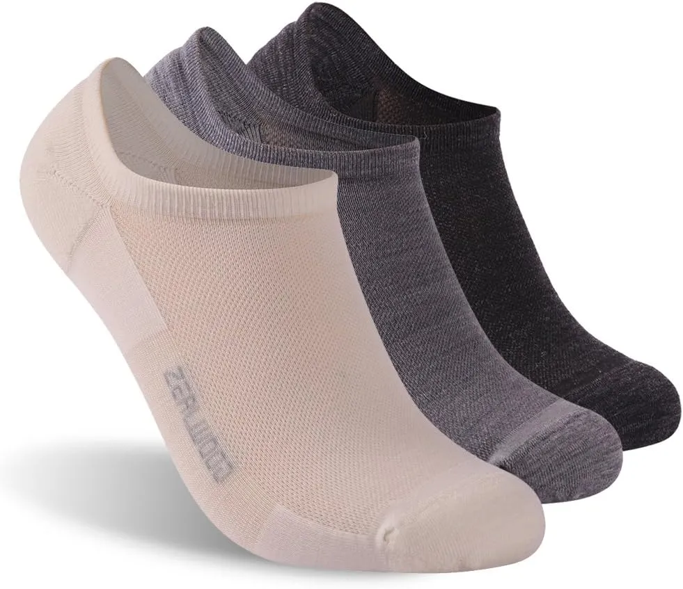 ZEAL WOOD Merino Wool Ankle Athletic Socks Low Cut Running Golf Tennis Hiking Socks Quarter 3 Pairs