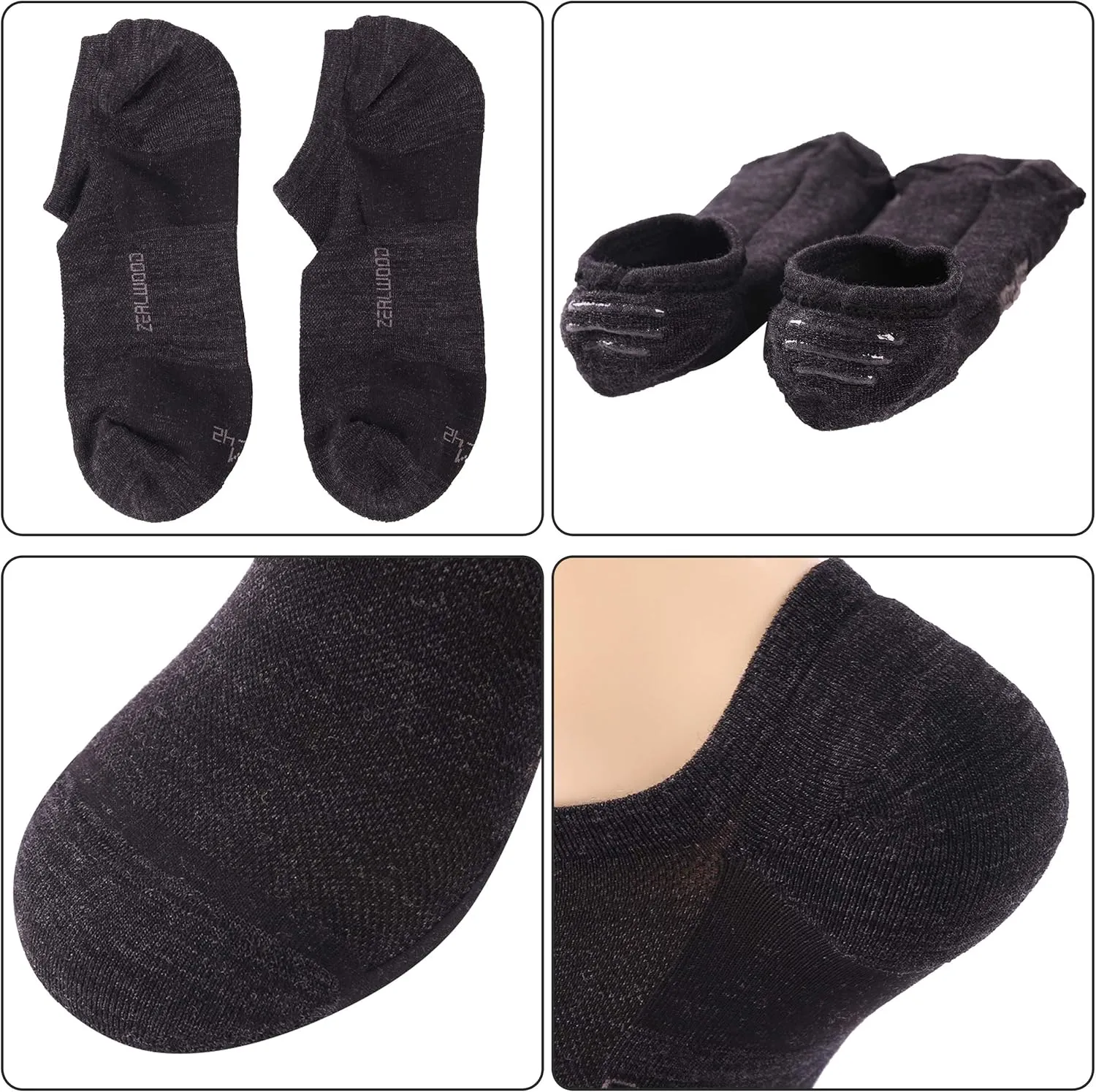 ZEAL WOOD Merino Wool Ankle Athletic Socks Low Cut Running Golf Tennis Hiking Socks Quarter 3 Pairs